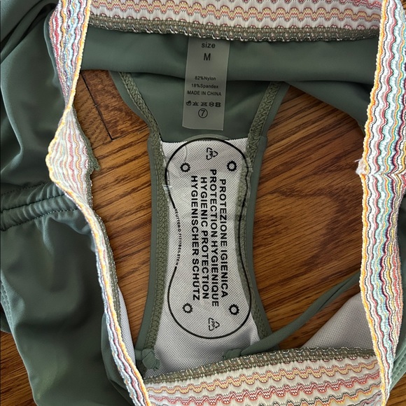 Navy Blue and Turquoise Two-Piece Swimsuit Set - Picture 13 of 16